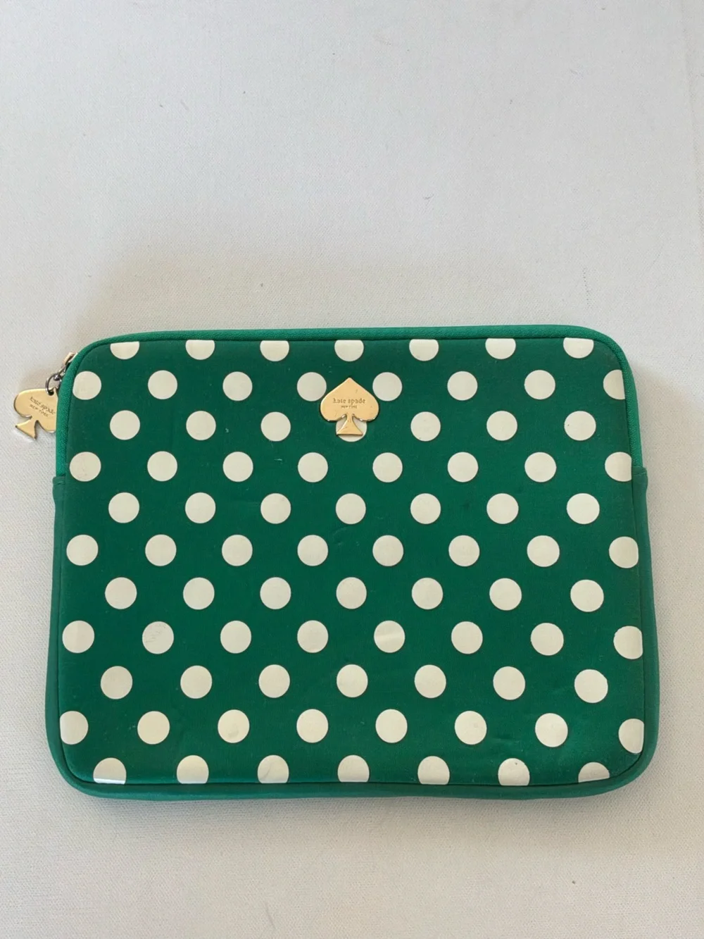 Kate Spade New York Green White Polka Dot Padded Tablet Sleeve E-Reader Case